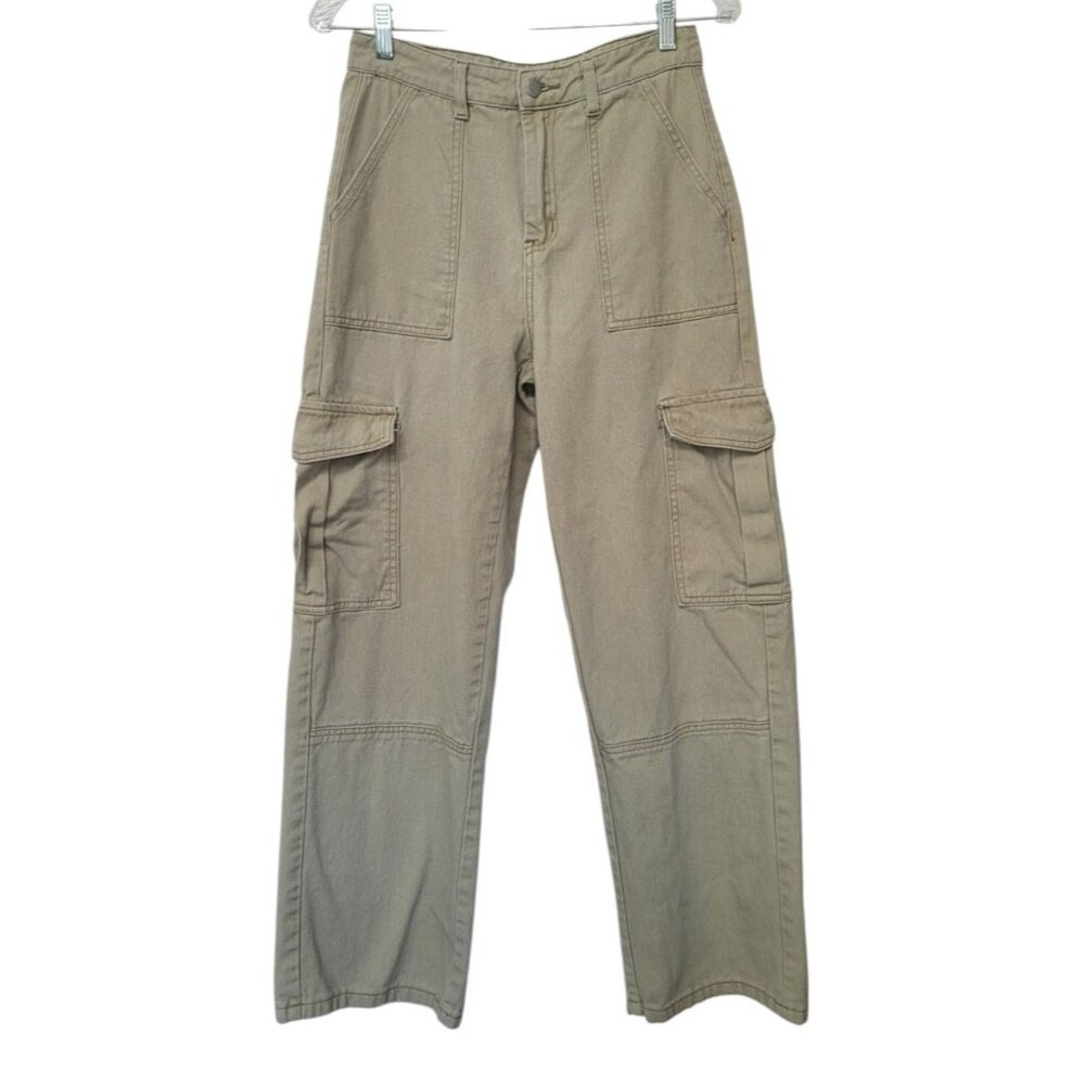 Dazy Womens‎ Jeans 28X27 High Waist Khaki Denim Pants Baggy Y2K Straight Leg